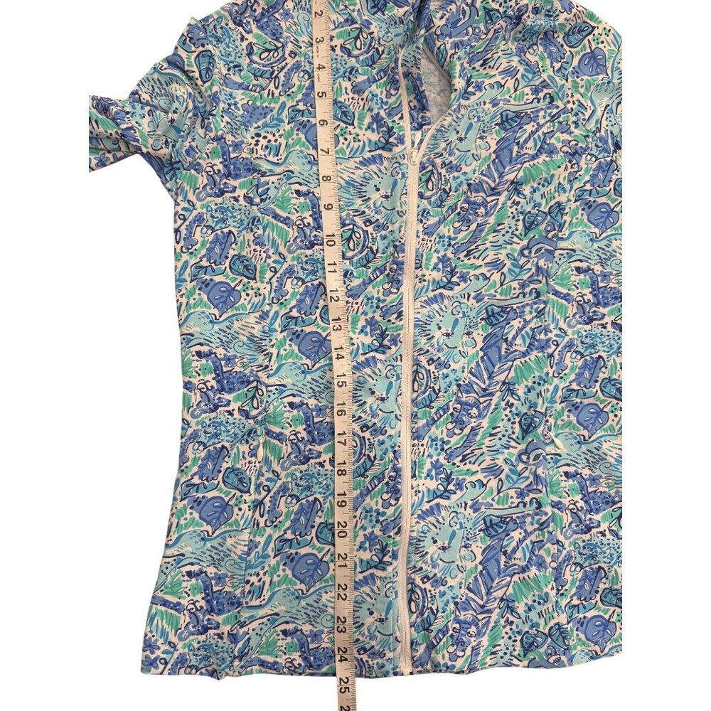 IBKUL Womens Full-Zip Jacket Top Blue Print Long Sleeve UPF Size M - Picture 6 of 8